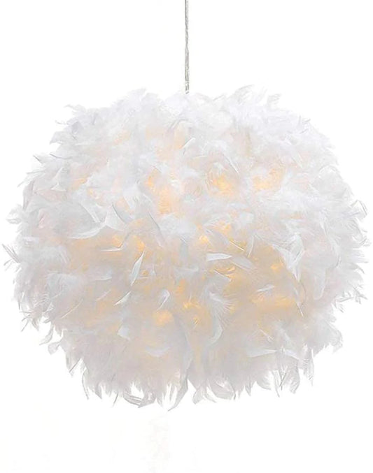 Lustre Suspension Luminaire en Plume Blanche : Élégance et Douceur Illuminent Votre Espace