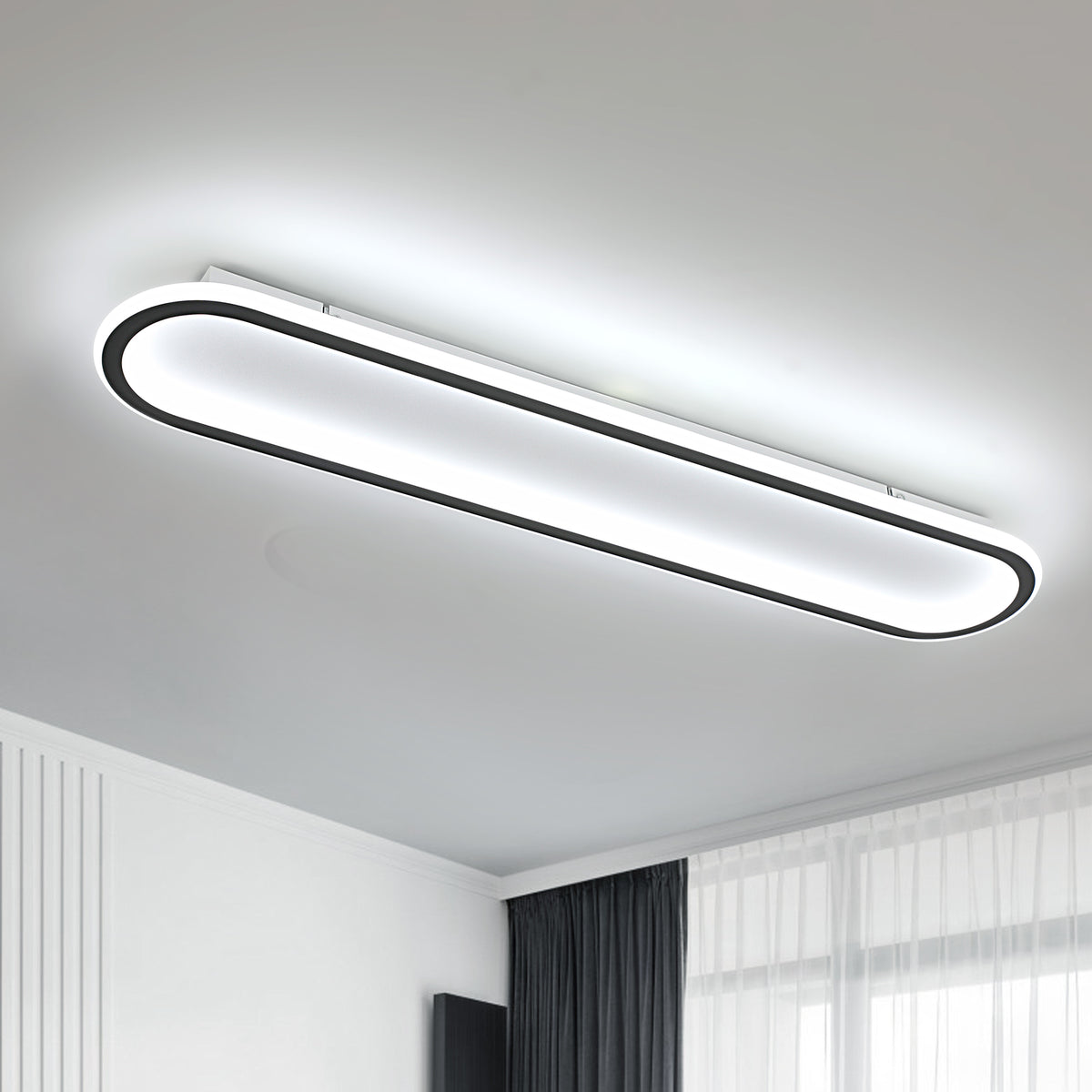 Plafón LED moderno en forma de carril blanco y negro 80,5x16x5cm - Luz blanca 6500K, 68W, 220V