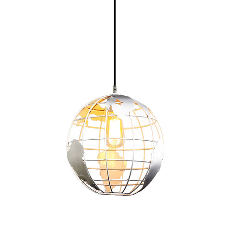 Lampa wisząca w kształcie kuli, lampy wiszące Vintage Industri w stylu żelaznej kuli, lampa sufitowa do salonu, jadalni, korytarza, restauracji (biała) bez żarówki