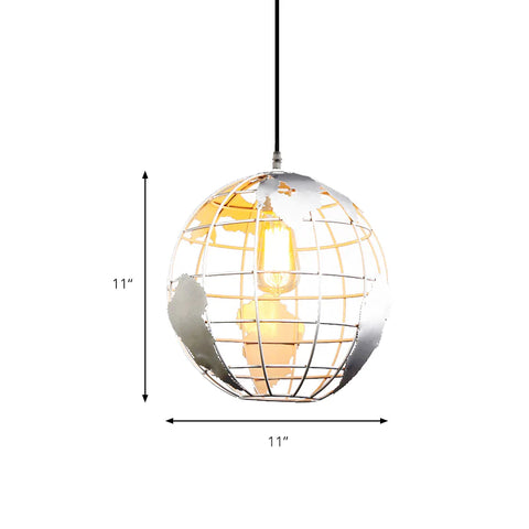 Lampa wisząca w kształcie kuli, lampy wiszące Vintage Industri w stylu żelaznej kuli, lampa sufitowa do salonu, jadalni, korytarza, restauracji (biała) bez żarówki