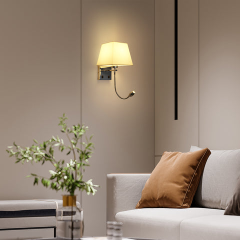 Applique de Chevet, LED Applique Murale Liseuse Chambre Bras Oscillant Titulaire E27 Veilleuse Murale (N'inclut pas les Ampoules)