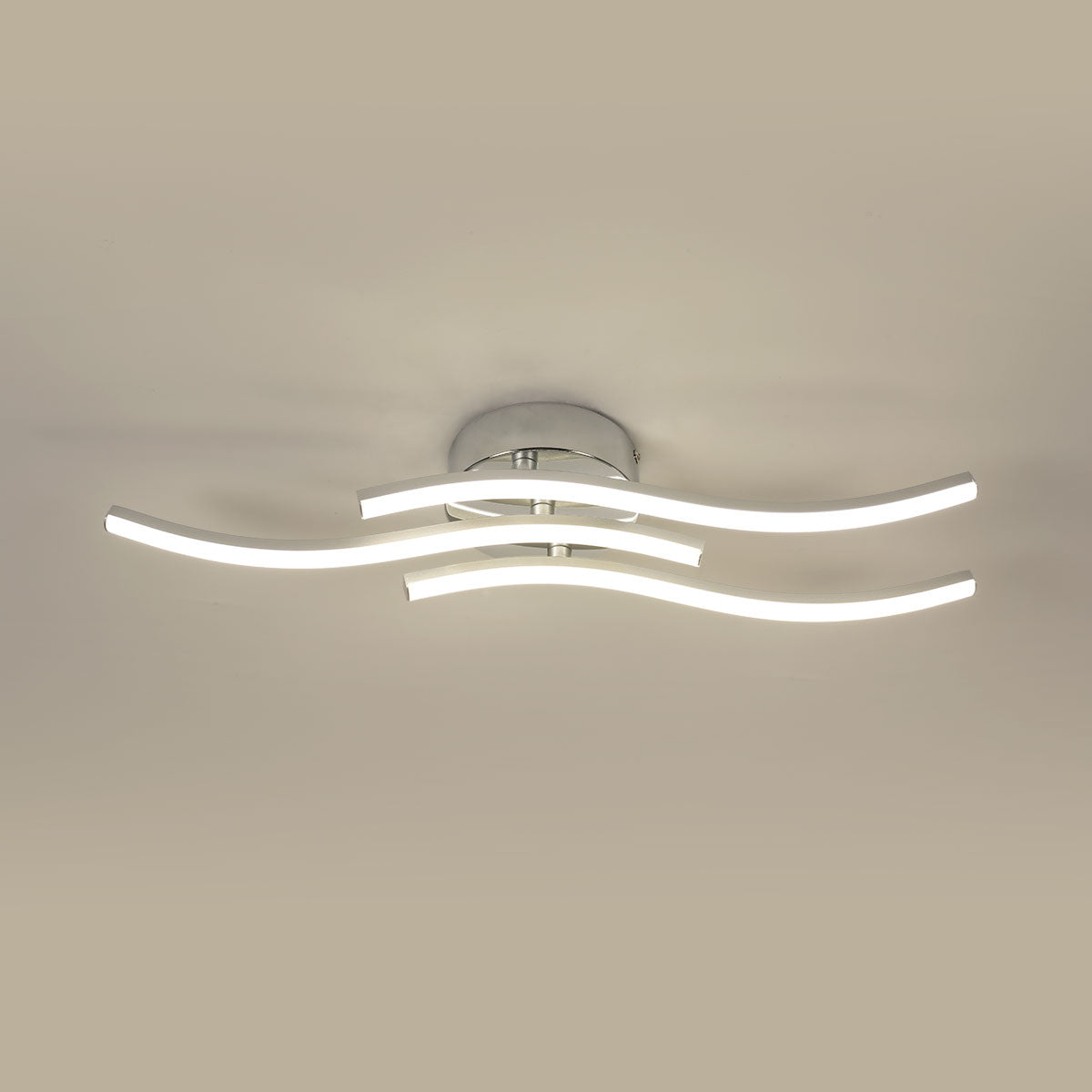 Plafonnier LED, Suspension Luminaire en forme de vague, LED intégrées 18W 1600 Lumen, lustre moderne