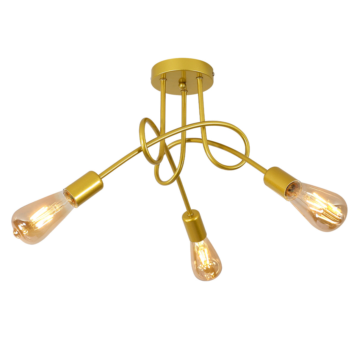 Luminaire Plafonnier Industrielle, Lampes De Suspension En Fer Vintage E27 Lustre or 3-Lumières (Ampoule Non Incluse)