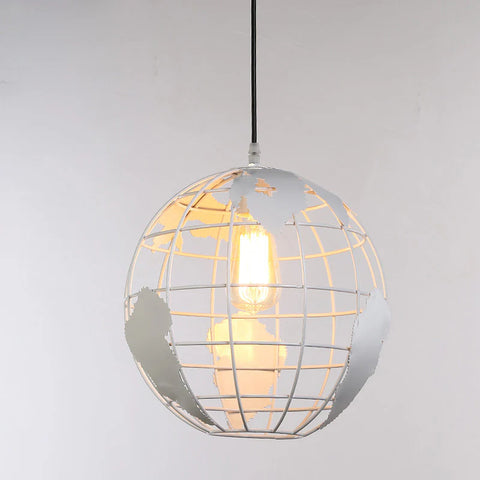 Lampa wisząca w kształcie kuli, lampy wiszące Vintage Industri w stylu żelaznej kuli, lampa sufitowa do salonu, jadalni, korytarza, restauracji (biała) bez żarówki
