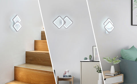 Lámpara de pared LED de 24 W, forma convertible, para escaleras interiores, sala de estar, dormitorio, luz blanca fría 6000 K