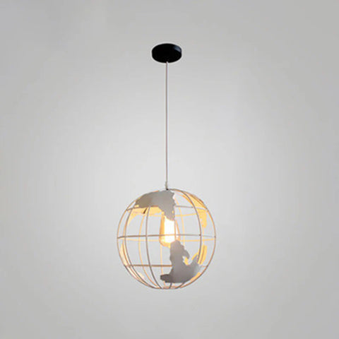 Lampa wisząca w kształcie kuli, lampy wiszące Vintage Industri w stylu żelaznej kuli, lampa sufitowa do salonu, jadalni, korytarza, restauracji (biała) bez żarówki