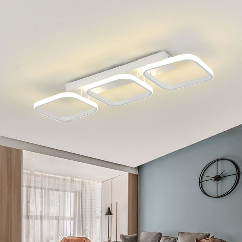 Lámpara de techo LED de 40 W, lámpara de techo geométrica simple, lámpara de techo de metal cuadrada creativa, adecuada para sala de estar, dormitorio, comedor, luz neutra de 4000 K (blanco)