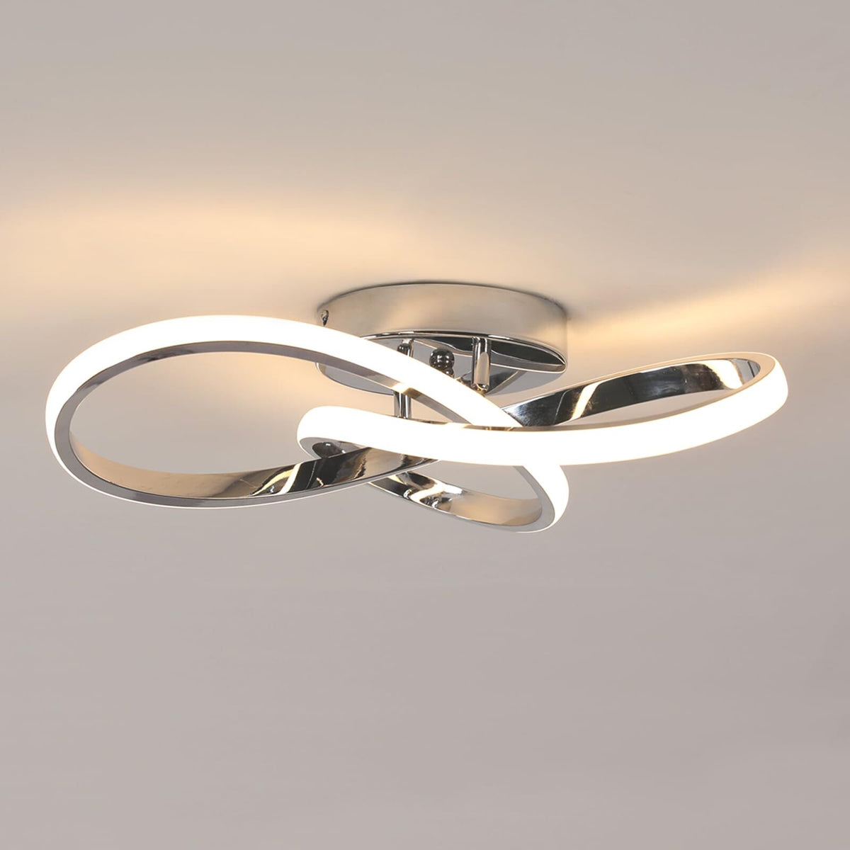 Plafonnier LED en Aluminium en Forme de Trèfle - Argent, 40*12cm, Lumière Chaude 3000K, 38W - Idéal pour le Salon, la Chambre, la Cuisine et le Coulo