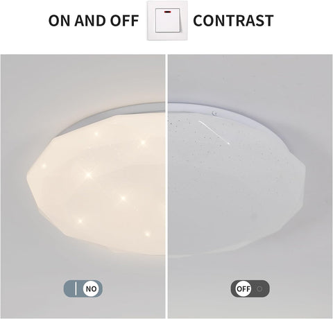Plafondlamp, 24W LED-sterplafondlamp 4000K neutraal wit, LED-kroonluchter Moderne diamanten plafondlamp voor kinderslaapkamer Keuken Hal Slaapkamer Badkamer