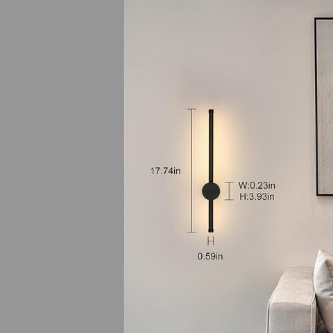 Nowoczesny kinkiet LED w kształcie linii kinkiet 360° obrotowy ciepły biały 3000 K do salonu, sypialni, przedpokoju, wejścia czarny 40cm