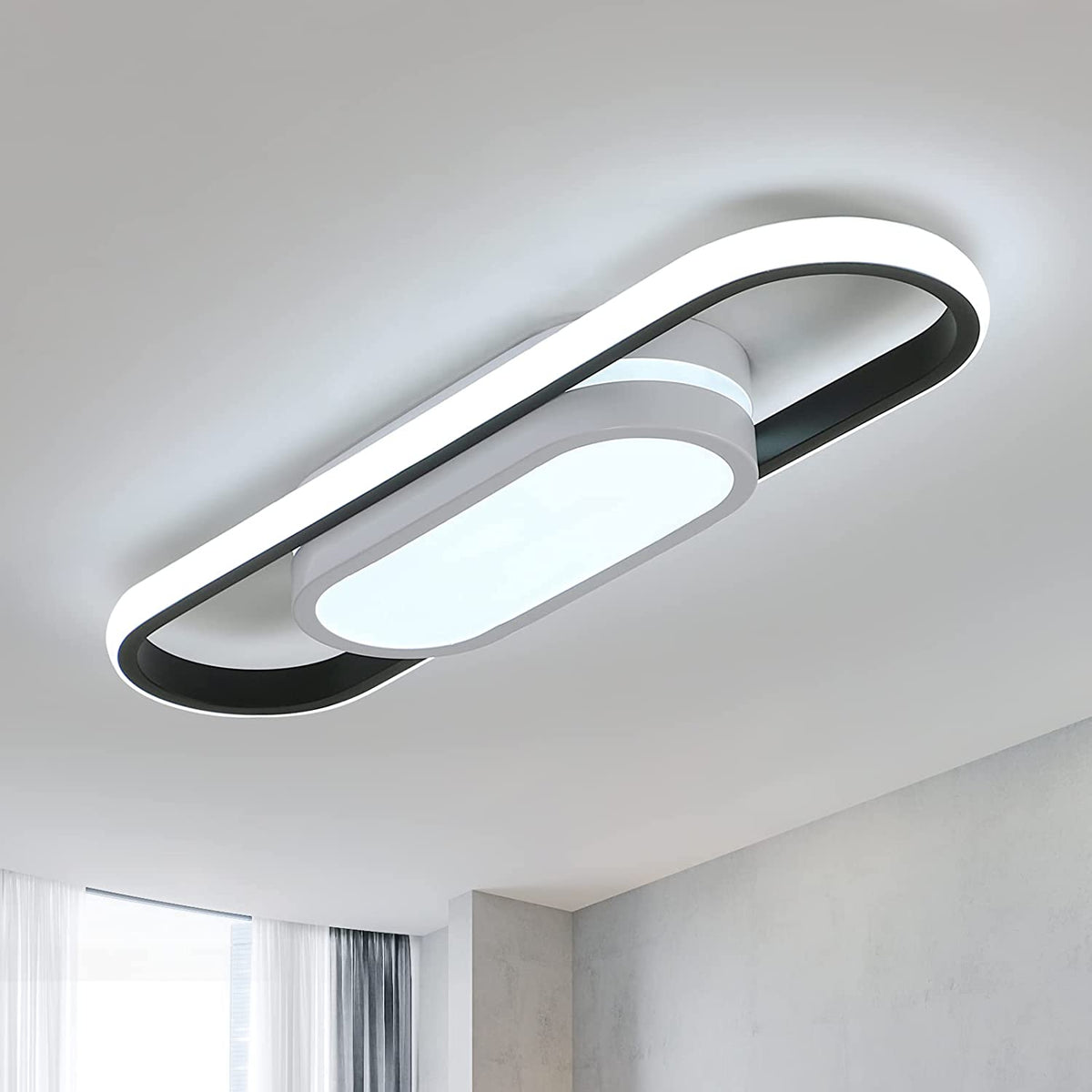 LED-plafondlamp, ovale aluminium plafondlamp, 24W eenvoudige plafondlamp, 6500K wit licht