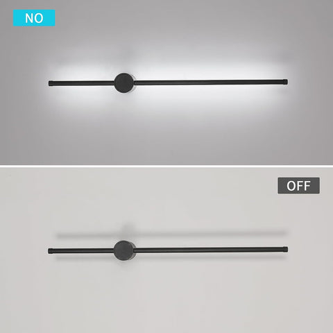 Wandlamp voor binnen, led-wandlamp 360° draaibaar 6500K koel wit, moderne zwarte wandlamp voor slaapkamer woonkamer eetkamer hal trap 80cm