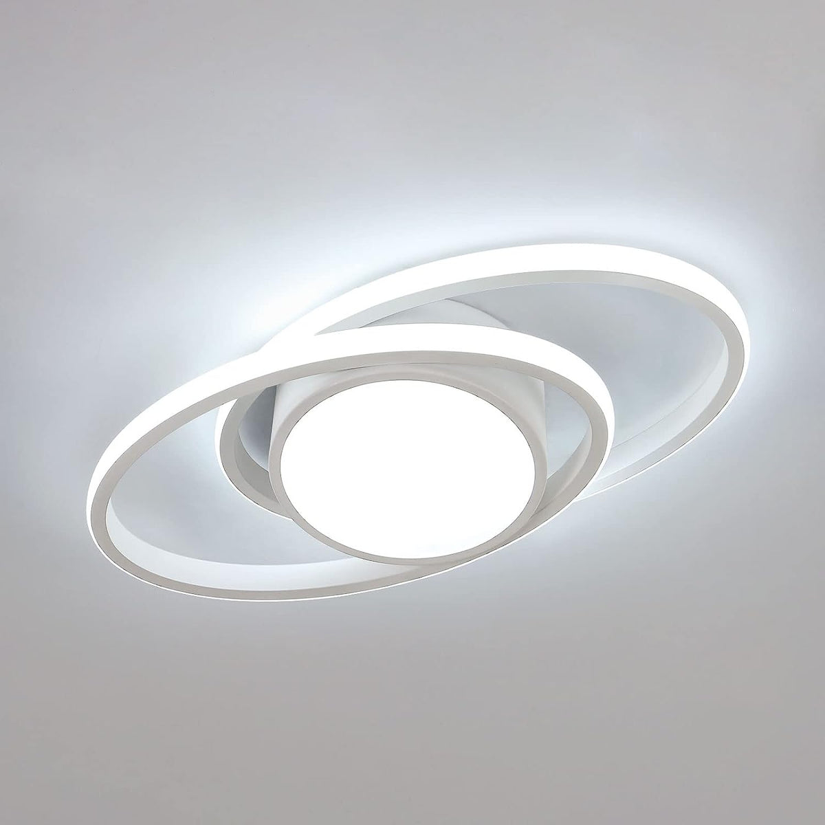 Lampa sufitowa LED, lampa sufitowa do sypialni, 39W 4000lm, okrągła nowoczesna lampa sufitowa do sypialni, salonu, kuchni, średnica 40cm (eliptyczna, biała) chłodne białe światło 6500K