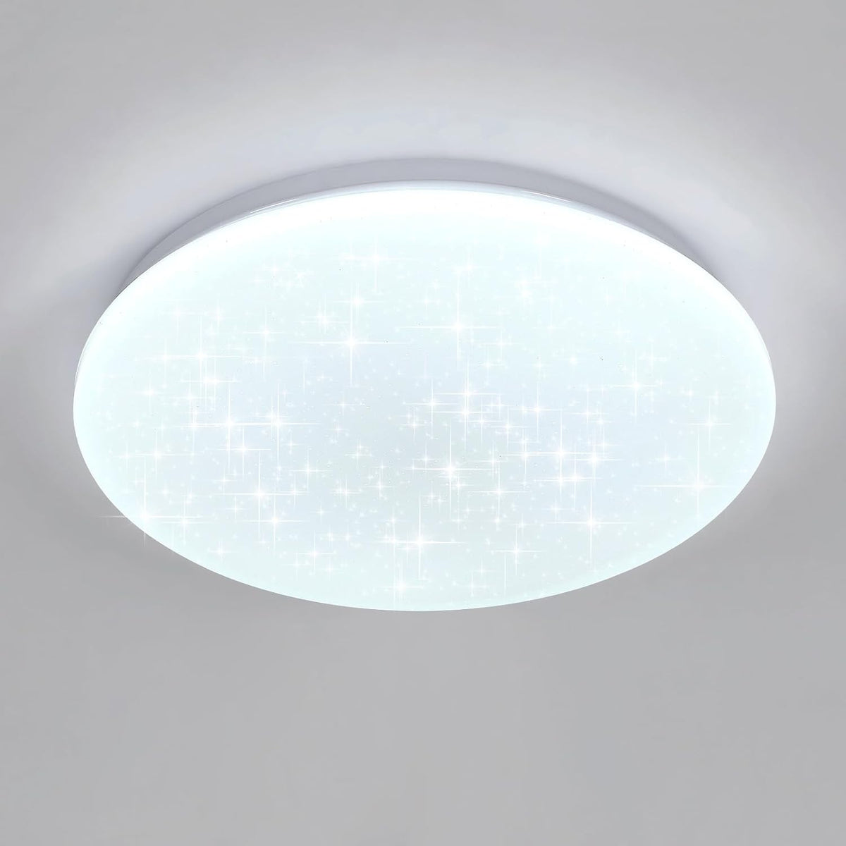 Luminaire Plafonnier, 24W Lampe de Plafond Ronde avec Effet Étoiles, Lustre LED Plafonnier Moderne pour Cuisine Chambre Enfant Couloir Coucher Salle De Bain, Blanc Froid 6500K