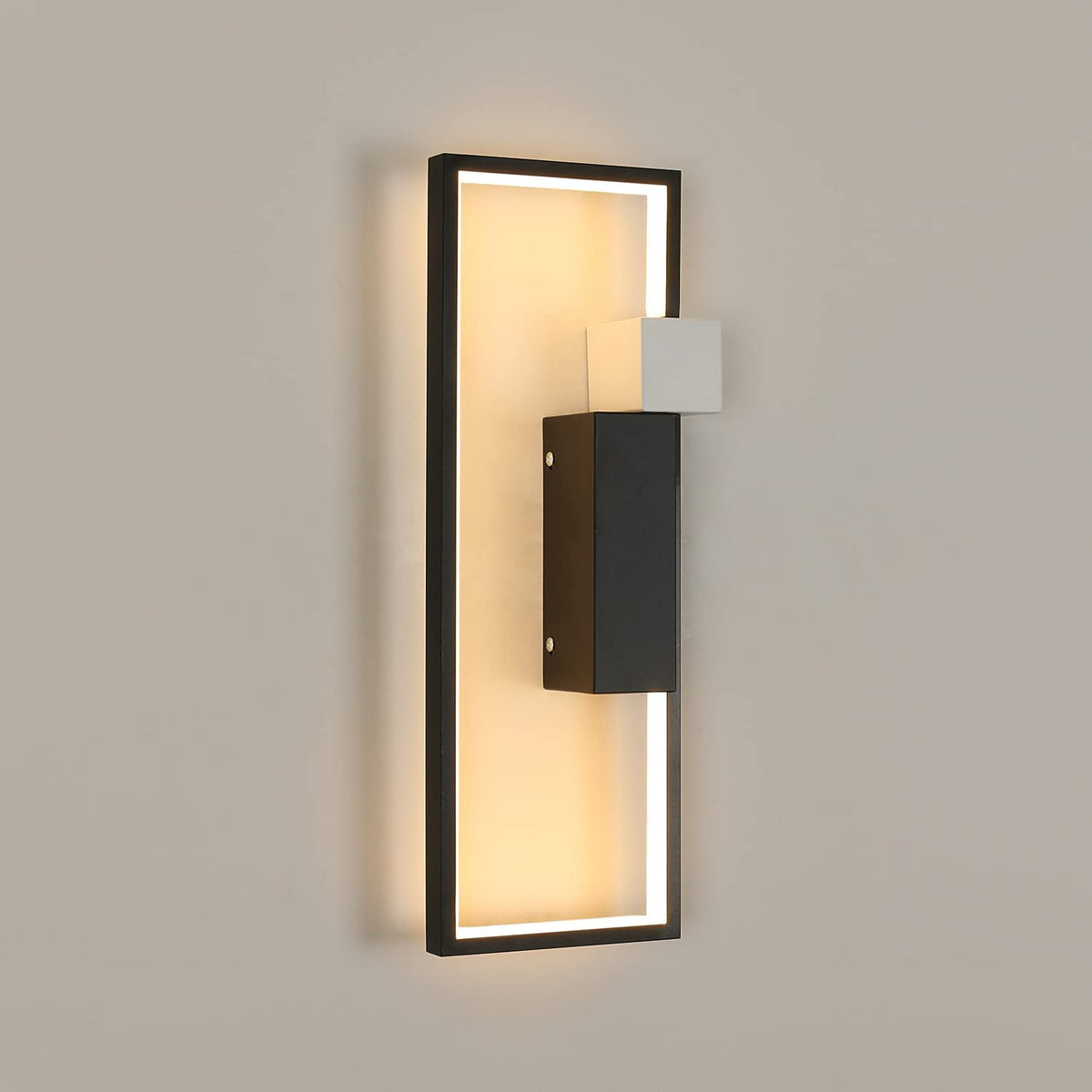 Aplique LED Interior, 15W 1200LM Diseño Geométrico Creativo Negro, Lámpara de Pared Moderna de Acrílico Blanco Cálido 3000K para Sala de Estar, Dormitorio, Pasillo, Escaleras