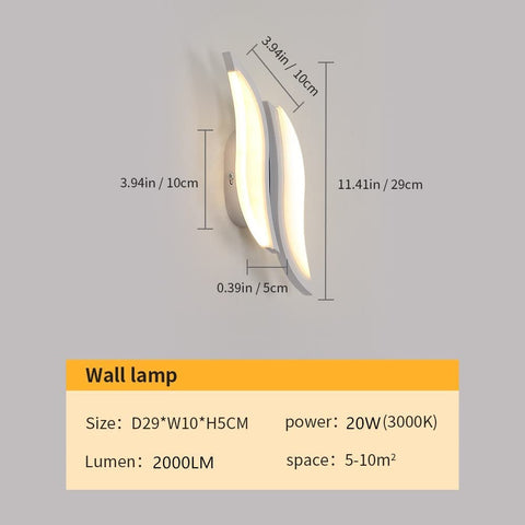 Wewnętrzny kinkiet LED, nowoczesny kinkiet 20W 2300 lm, oświetlenie akrylowe kinkiet do salonu sypialnia schody 3000K ciepłe białe światło białe kolor