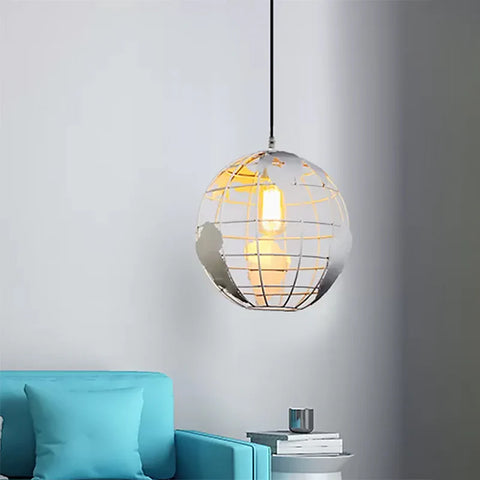Lampa wisząca w kształcie kuli, lampy wiszące Vintage Industri w stylu żelaznej kuli, lampa sufitowa do salonu, jadalni, korytarza, restauracji (biała) bez żarówki