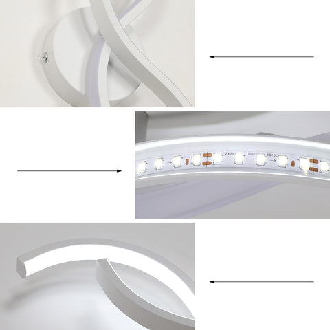 Applique Murale Moderne Minimaliste en Aluminium Blanc 41x14x6.5cm - Lumière Blanche 6500K, 220V