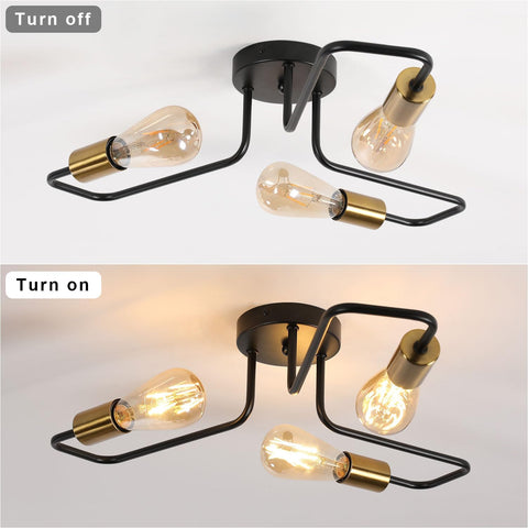 Plafonnier Vintage E27 Base 3 Lampe Lampe de Plafond Pour salon chambre à coucher salle à manger bureau