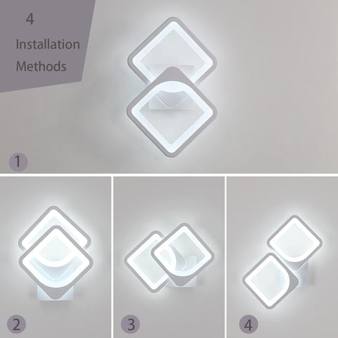 Lámpara de pared LED de 24 W, forma convertible, para escaleras interiores, sala de estar, dormitorio, luz blanca fría 6000 K