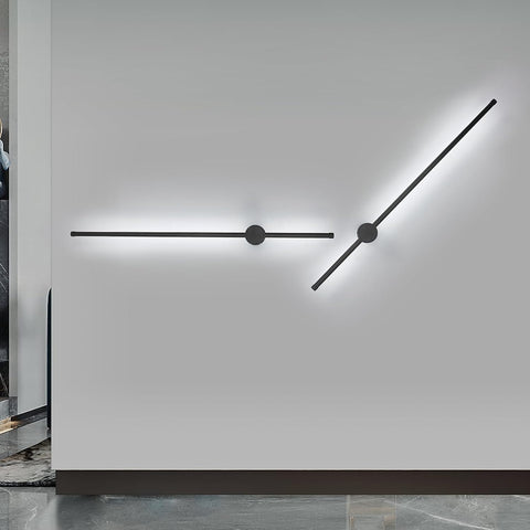 Applique Murale Intérieur, Applique Murale Led 360° Rotative 6500K Blanc Froid, Lampe Murale Moderne Noir pour Chambre Salon Salle à Manger Couloir Escalier 100cm