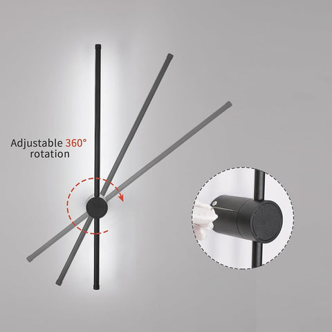 Wandlamp voor binnen, led-wandlamp 360° draaibaar 6500K koel wit, moderne zwarte wandlamp voor slaapkamer woonkamer eetkamer hal trap 80cm