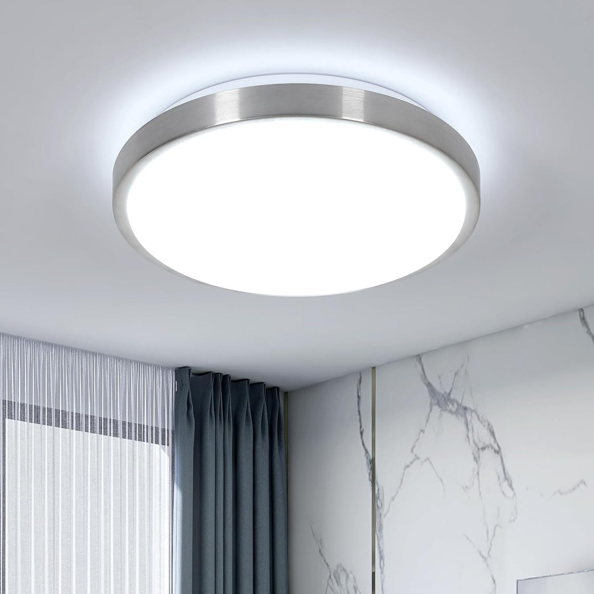 Plafonnier LED Moderne 24W 2700LM, Lampe de Plafond Rond Blanc 6500K Lumière Blanche Froide, Luminaire Plafonnier Aluminium Dia 25cm pour Salle de Bain Chambre à Coucher Cuisine Salon