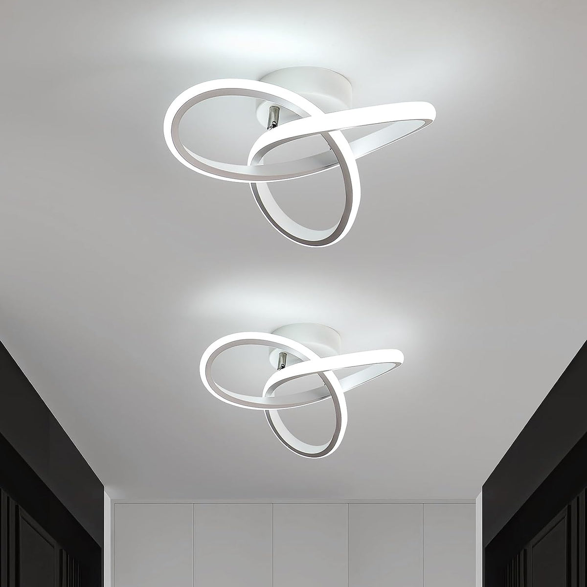 Lámpara de techo LED moderna, lámpara de techo de 22 W, diseño en forma de flor, lámpara de techo LED para dormitorio, cocina, sala de estar, pasillo, comedor, balcón (2 unidades de luz blanca fría 6500 K)