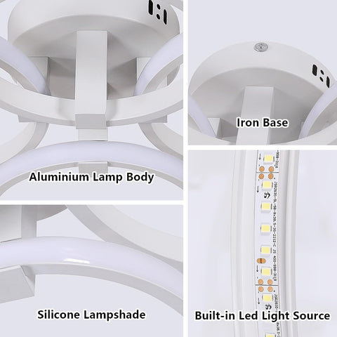 Moderne LED-plafondlamp, 48W 5400LM ronde plafondlamp, witte aluminium plafondlamp, ringplafondlamp voor woonkamer, slaapkamer, eetkamer, keuken, koel wit 6500K