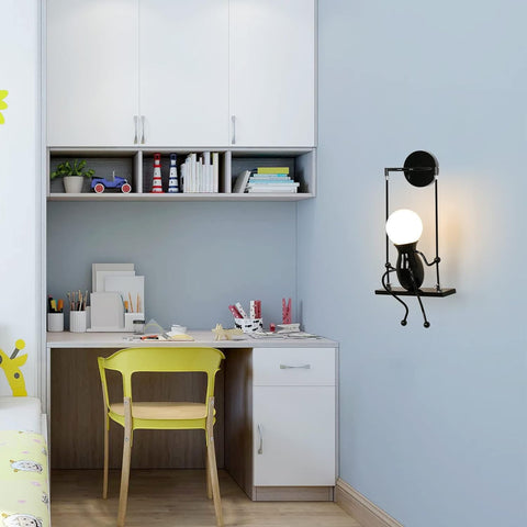 LED-wandlamp voor binnen, schommel kinderbedlamp, creatieve binnenwandlamp geschikt voor slaapkamers, woonkamer, gang, E27, lamp niet inbegrepen, 220 V, IP20