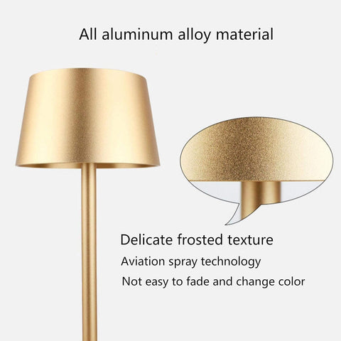 Oplaadbare tafellamp, draadloze bedlamp, draadloze lamp, LED-tafellamp, beschermingsklasse IP54, geschikt voor tuin/tafel/nachtkastje goud