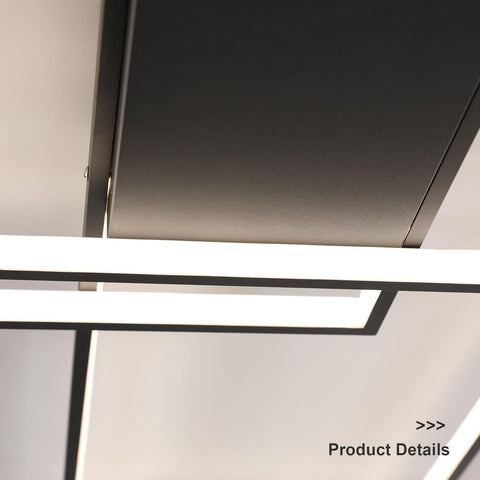 Plafonnier Led Dimmable Moderne Dimmable 3000K-6000K Rectangle Lampe de Plafond Pour salon chambre à coucher salle à manger bureau Noir