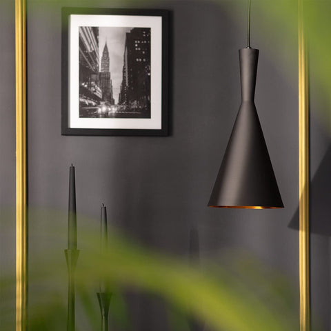 Lampada a Sospensione in Metallo Lennon Nero E27 Alluminio per Sale, Soggiorno, Cucina, Camera