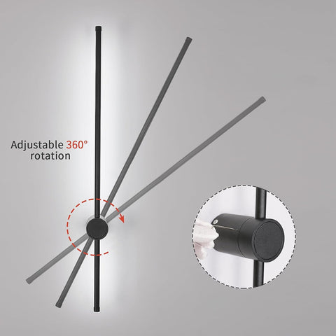 Applique Murale Intérieur, Applique Murale Led 360° Rotative 6500K Blanc Froid, Lampe Murale Moderne Noir pour Chambre Salon Salle à Manger Couloir Escalier 100cm