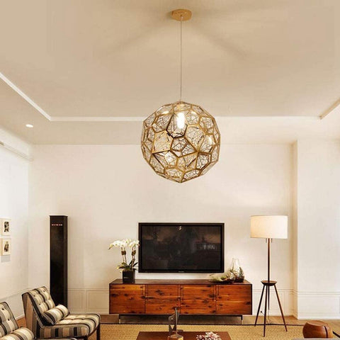 Luxe moderne roestvrijstalen lamp met creatieve diamantbol en E27 hanglampenkap voor plafond in de woonkamer.