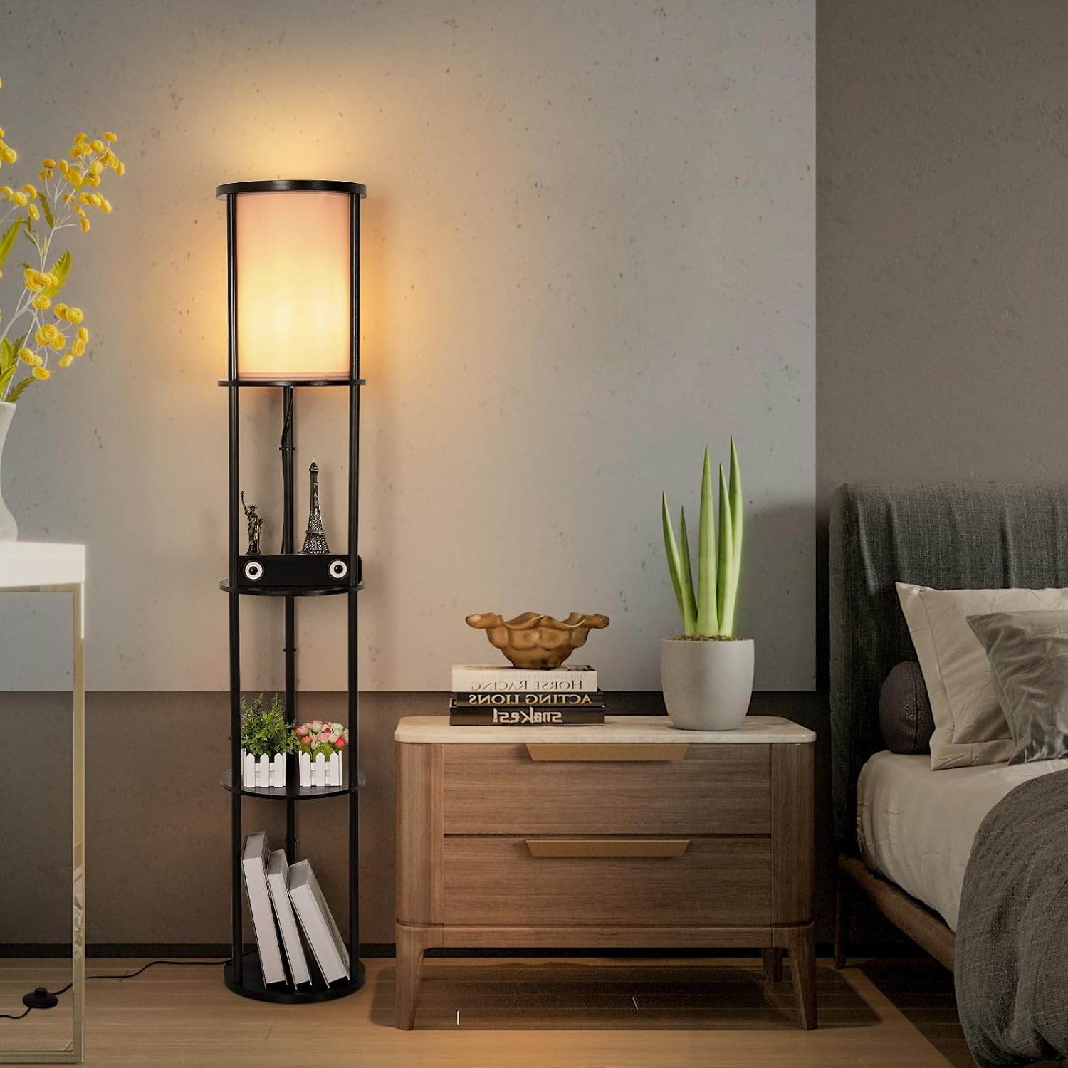 Lampadaire moderne minimaliste avec station de recharge USB et CA Lampadaire