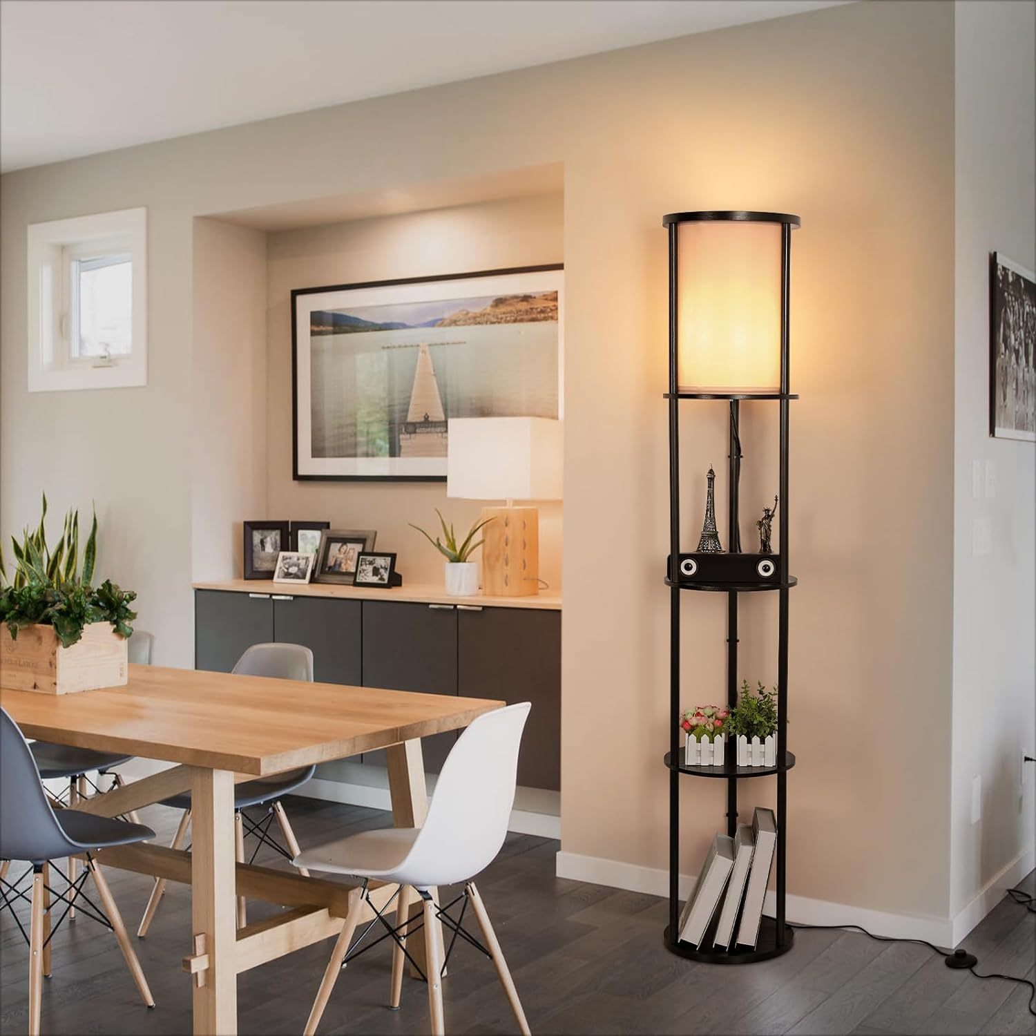 Lampadaire moderne minimaliste avec station de recharge USB et CA Lampadaire