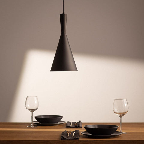 Lampada a Sospensione in Metallo Lennon Nero E27 Alluminio per Sale, Soggiorno, Cucina, Camera
