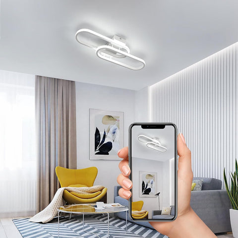 Plafonnier LED 32W 3600LM, Luminaire Plafonnier Moderne, Lampe de Plafond Acrylique pour Salon Chambre Cuisine Salle de Bain Couloir Balcon 50cm (Blanc) lumière blanche froide 6500K