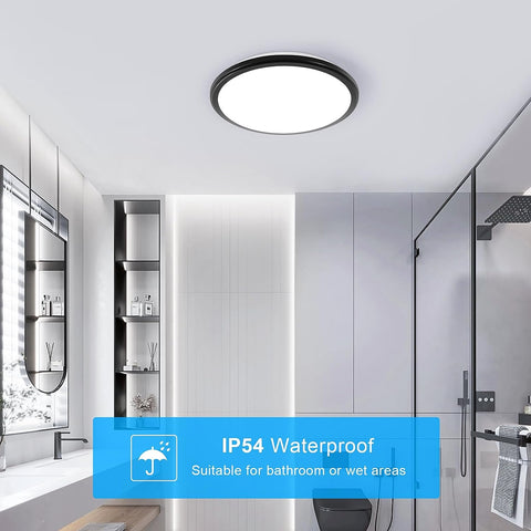 Lampa sufitowa LED, 24W 2000 lm chłodne białe światło 6500K okrągła wodoodporna lampa sufitowa IP54, oprawa sufitowa LED do łazienki salon sypialnia kuchnia