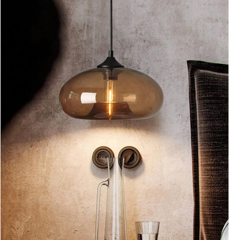 Nowoczesna szklana wisząca kolorowa lampa wisząca do salonu Bar kuchnia restauracja kawiarnia jadalnia Nordic oprawy oświetleniowe do domu (kolor ciemnobrązowy)