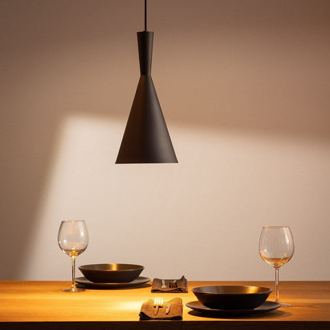 Lampada a Sospensione in Metallo Lennon Nero E27 Alluminio per Sale, Soggiorno, Cucina, Camera