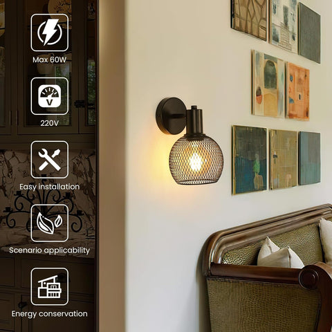 Metalen binnenwandlamp, ijzeren leeslamp bij het bed, E27-aansluiting voor woonkamer, slaapkamer, kantoor (zonder lamp)
