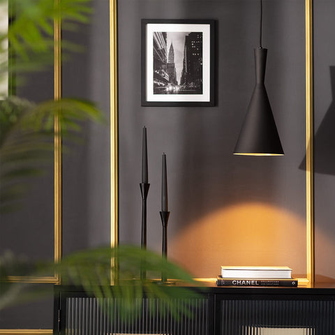 Lampada a Sospensione in Metallo Lennon Nero E27 Alluminio per Sale, Soggiorno, Cucina, Camera