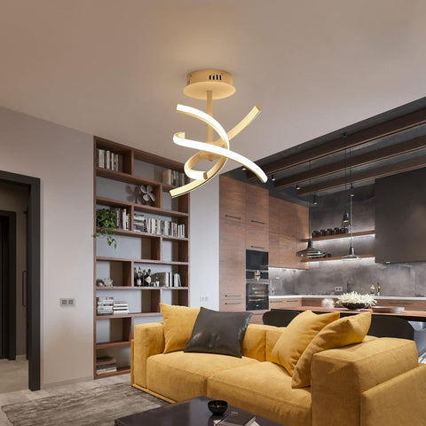Plafonnier Led, Lampe Plafond Moderne 28W en Acrylique Créative, Lampe à suspension Lumière Blanche Chaud 3000K pour Salon, Chambre, Cuisine, Salle à Manger, Couloir