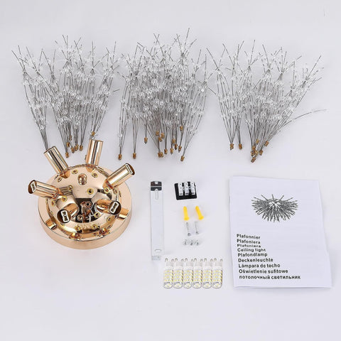 Lámpara de techo LED Lámpara de cristal Lámpara colgante de cristal moderna K9 Luz de techo Temperatura de color ajustable 3000K/4500K/6500K 6 G9 Lámpara de techo dorada