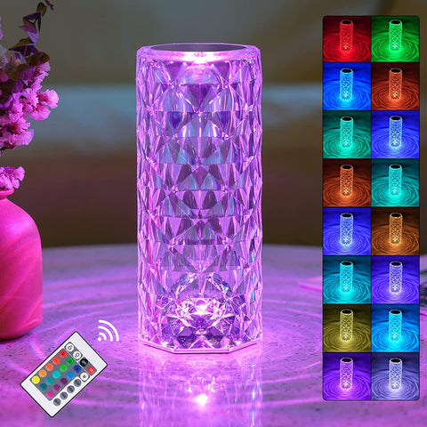 Lampa biurkowa LED i akrylowa lampka nocna z pilotem dotykowym, 16 kolorów i 4 tryby, nastrojowe światło RGB zmieniające kolor