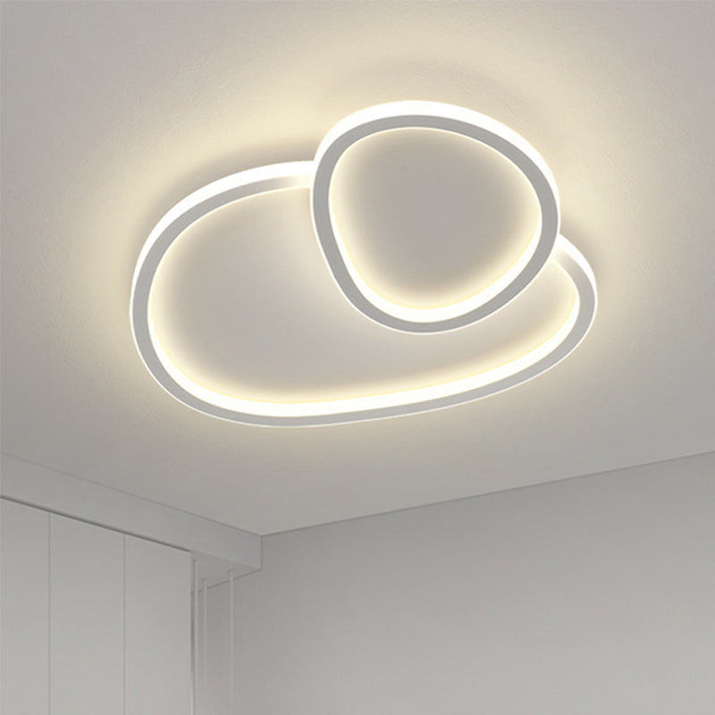 Plafonnier LED Moderne Dimmable en Forme de Galet - Blanc, 50*45.5*6.5cm, avec Télécommande, trois couleur de lumière, 220V - pour le Salon, la Chamb