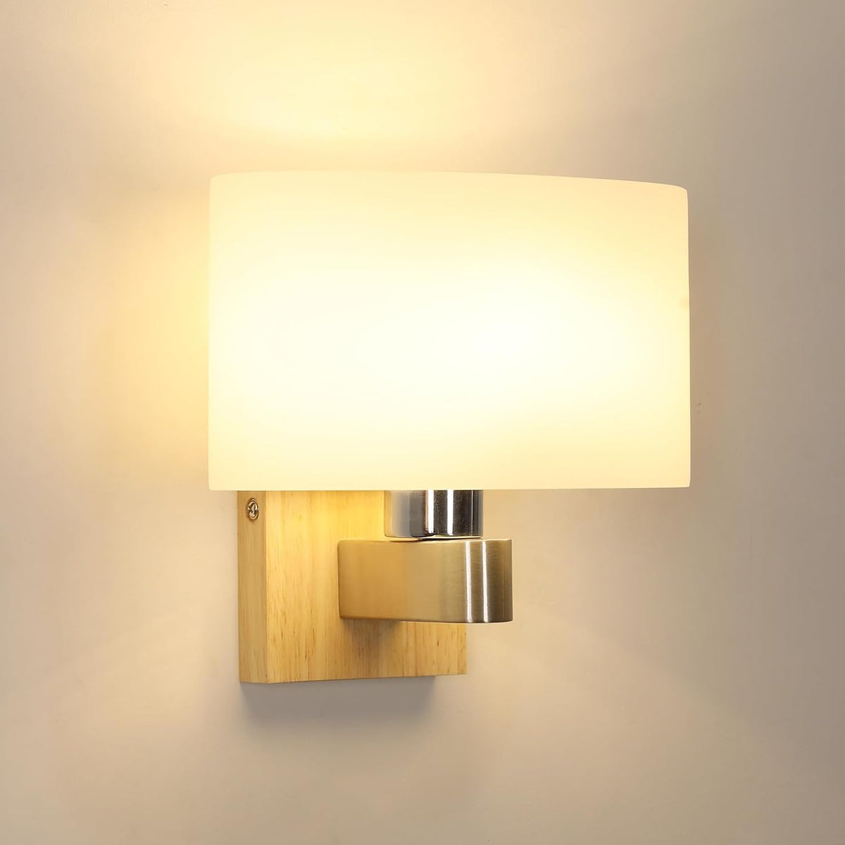 Wood Glass Wall Light E27