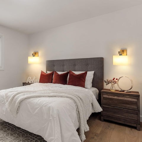 Wood Glass Wall Light E27